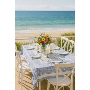 Beautiful Purple & White Checkered Tablecloth With‎ 6 Matching Napkins #36